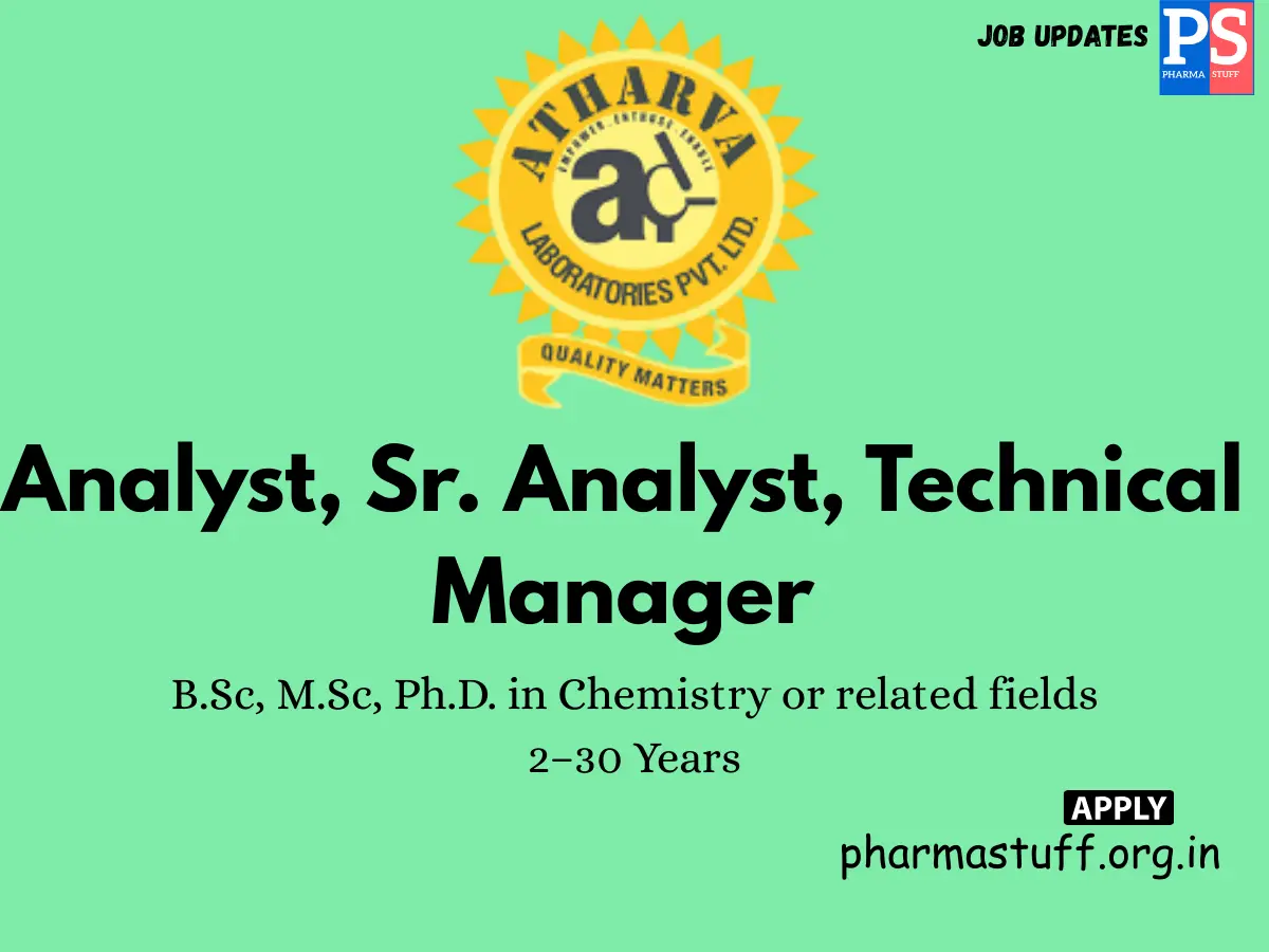 Atharva Laboratories Hiring Analyst Sr. Analyst Technical Manager