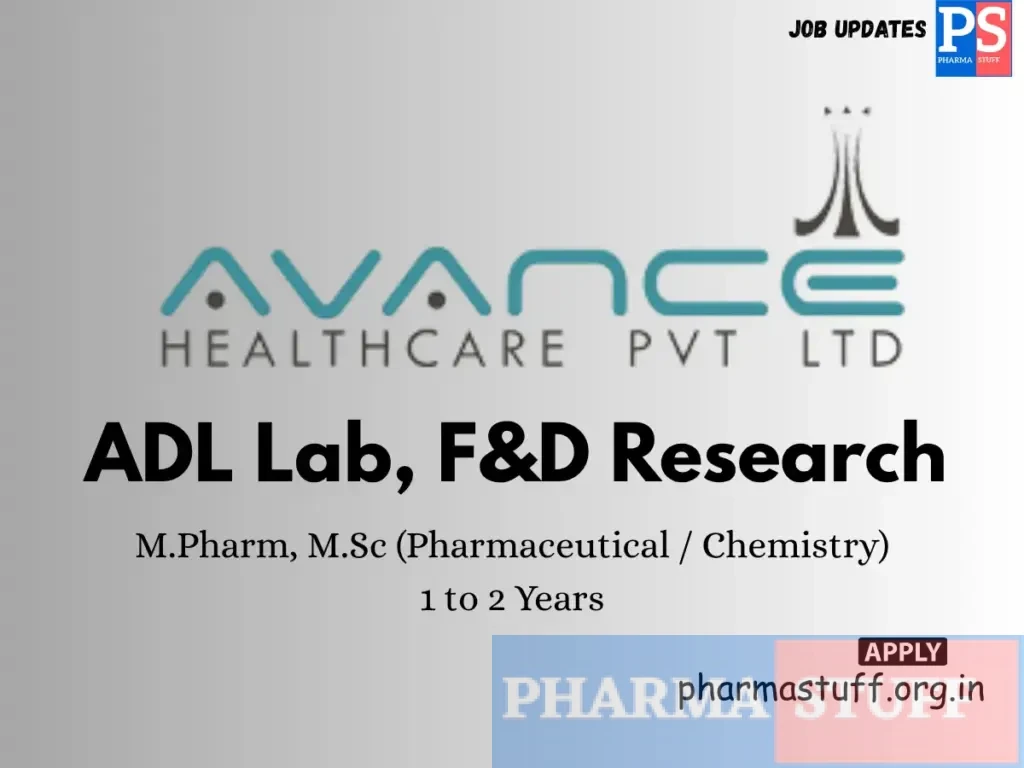 Avance Healthcare Hiring ADL Lab, F&D Research