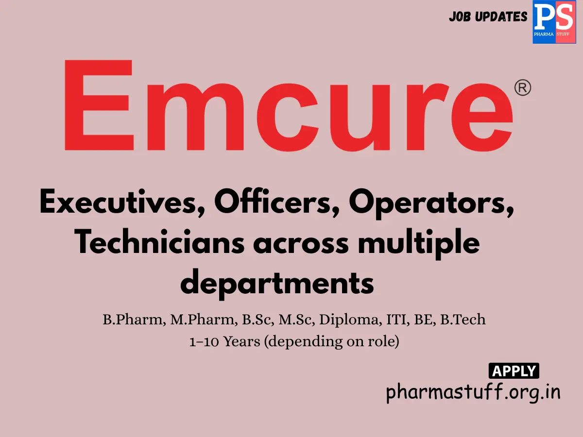 Emcure Pharma Walk In Production QC QA Micro Warehouse Engineering