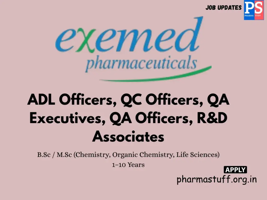 Exemed Pharmaceuticals Walk-in ADL, QC, QA, and R&D