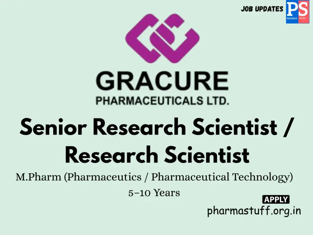 Gracure Pharmaceuticals Hiring Senior Research Scientist / Research Scientist