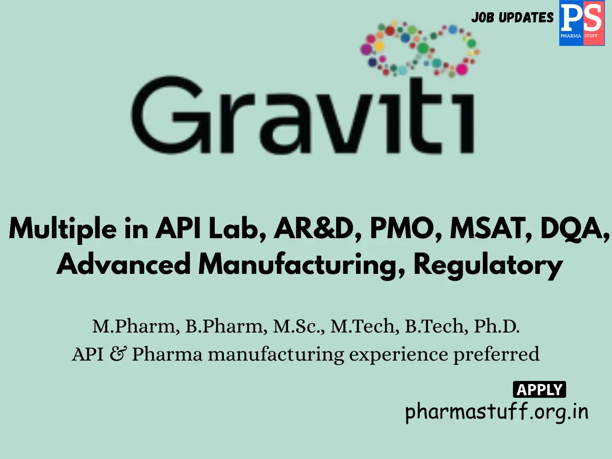 Graviti Pharma hiring for RD in API Pharma manufacturing