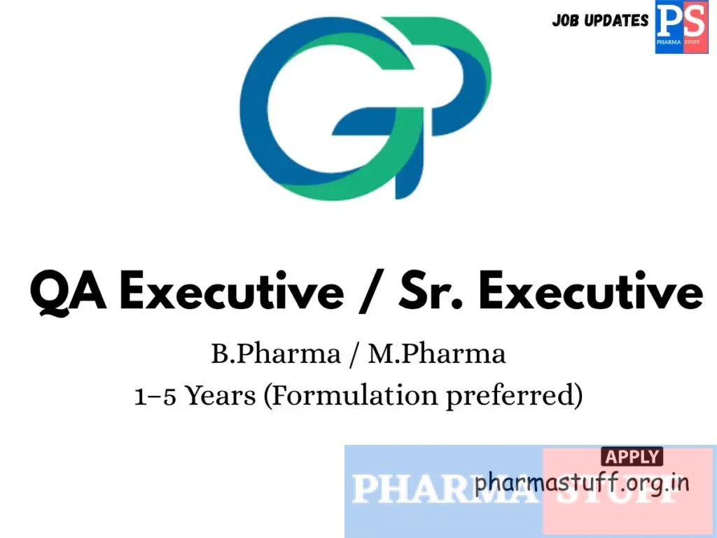 Group Pharmaceuticals Hiring QA Executive / Sr. Executive