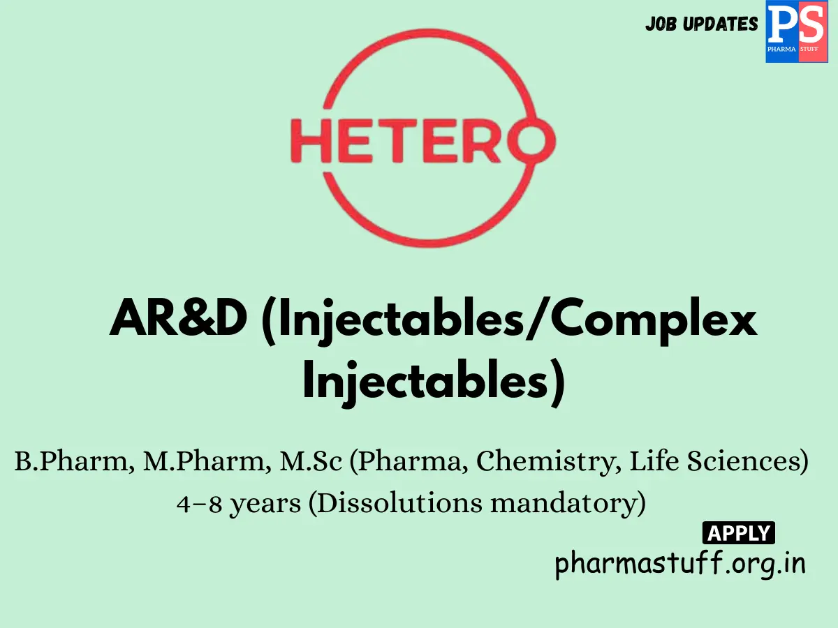 Hetero hiring ARD InjectablesComplex Injectables