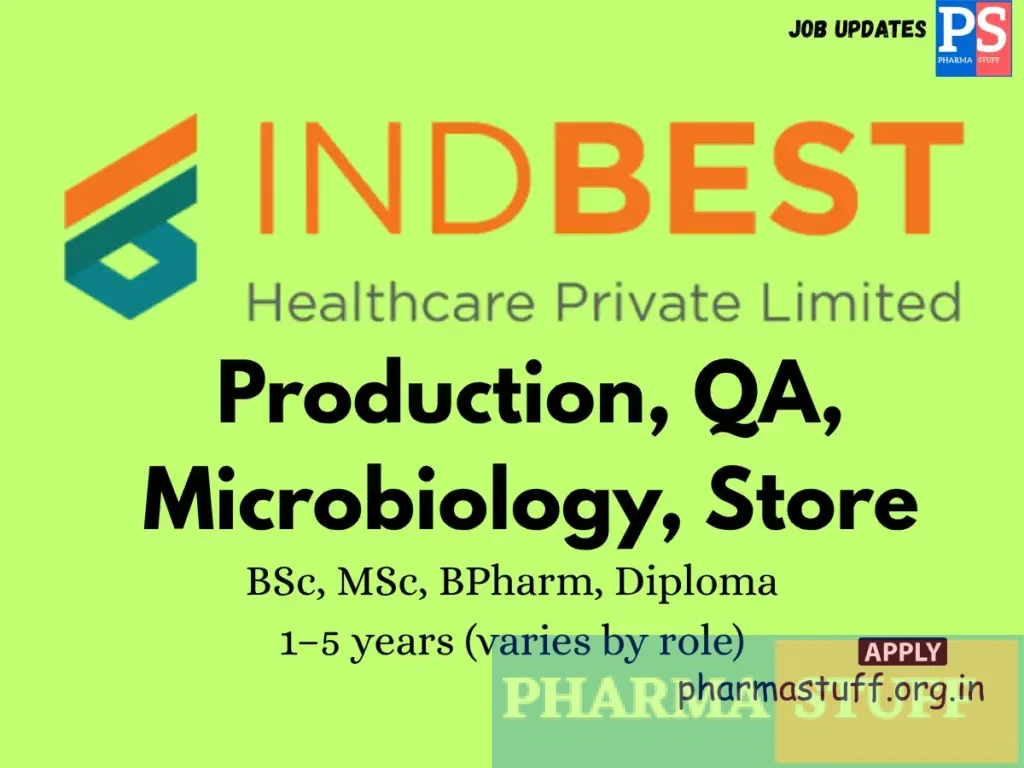 INDBEST Healthcare Hiring Production, QA, Microbiology, Store