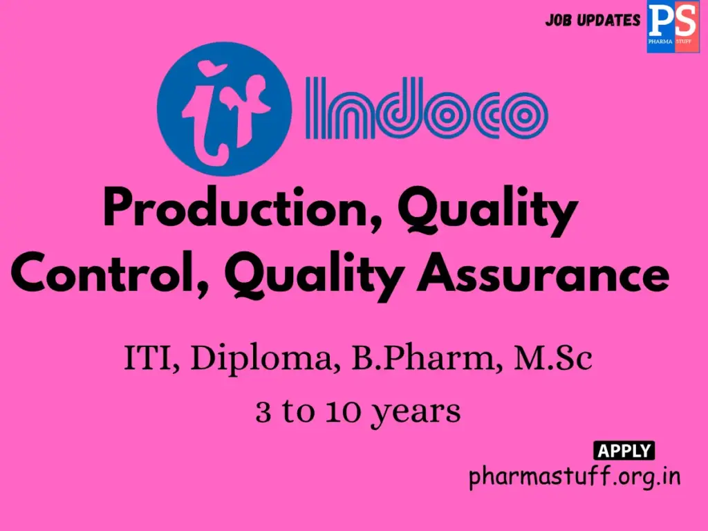 Indoco Remedies Walk-In Production, Quality Control, Quality Assurance