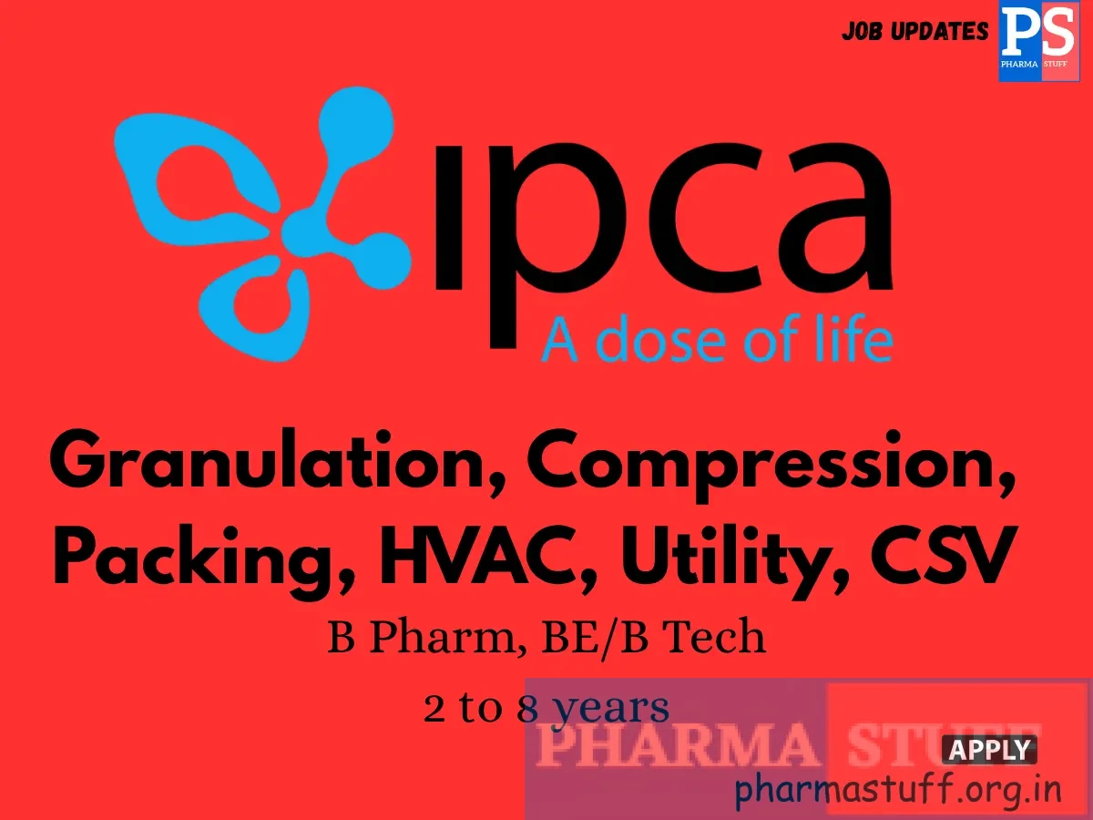 Ipca Laboratories Walk In Granulation Compression Packing HVAC Utility CSV