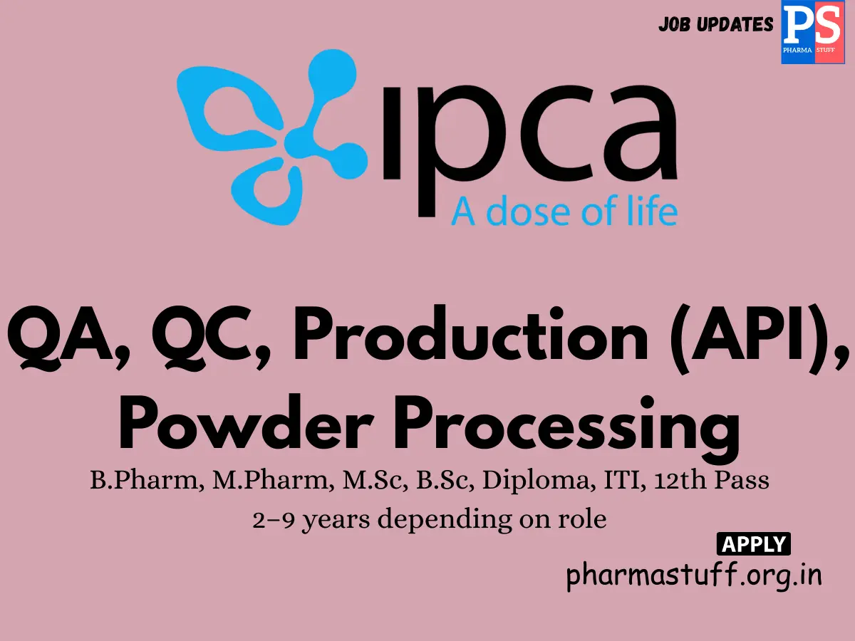 Ipca Laboratories Walk in QA QC Production API Powder Processing