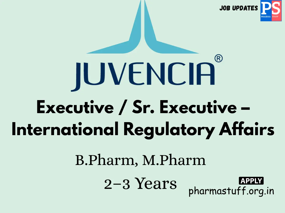Juvencia Lifesciences Hiring ExecutiveSr. Executive roles in International Regulatory Affairs