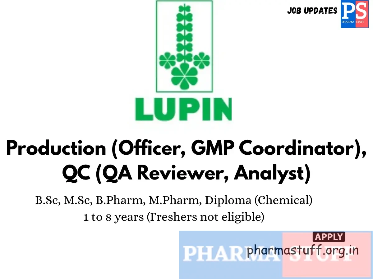 Lupin Walk In Production Quality Departments