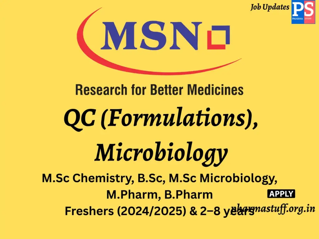 MSN Laboratories Walk-in QC (Formulations), Microbiology