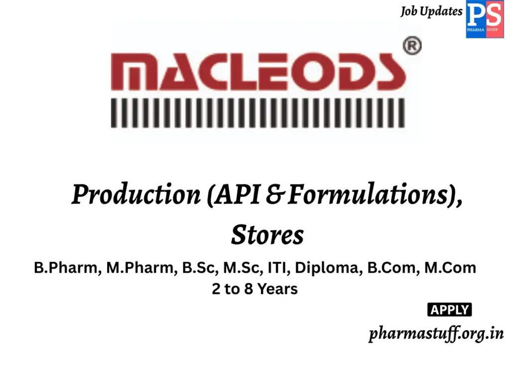 Macleods Pharmaceuticals Walk-in Production (API & Formulations), Stores