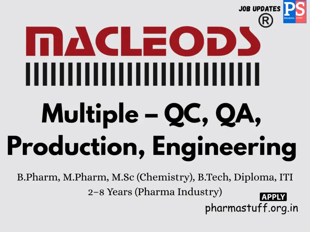 Macleods Walk-in QC, QA, Production & Engineering