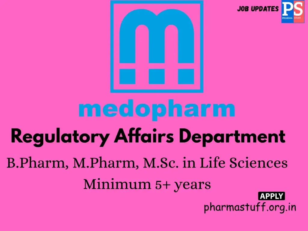 Medopharm Hiring Regulatory Affairs Department