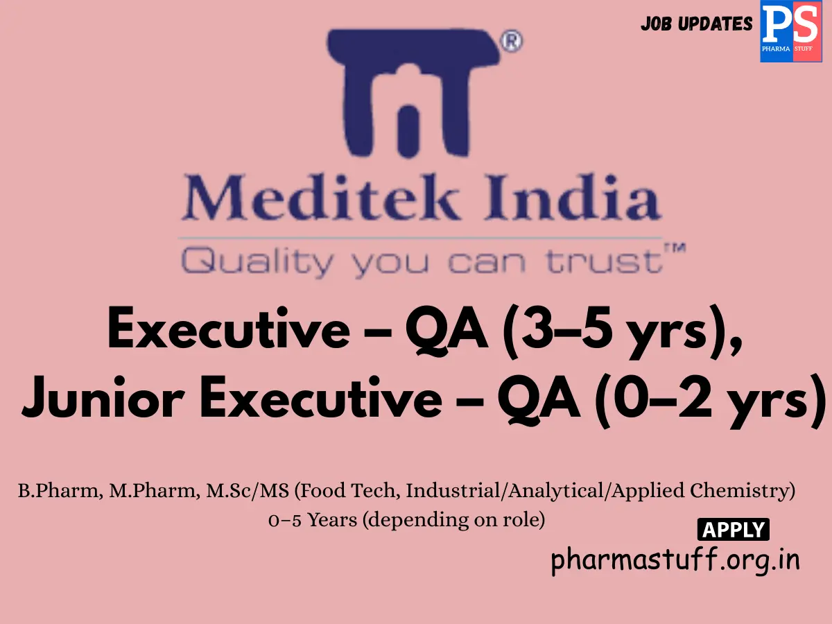Medorganics Hiring QA Executive Junior