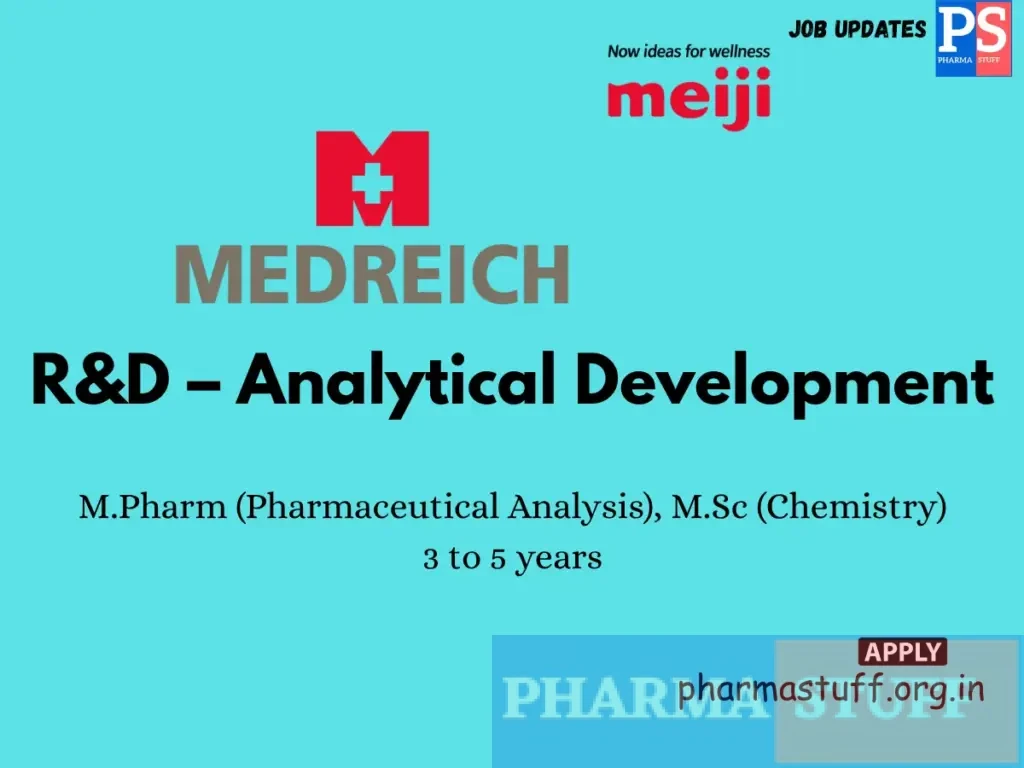 Medreich (Meiji Group) Hiring R&D – Analytical Development