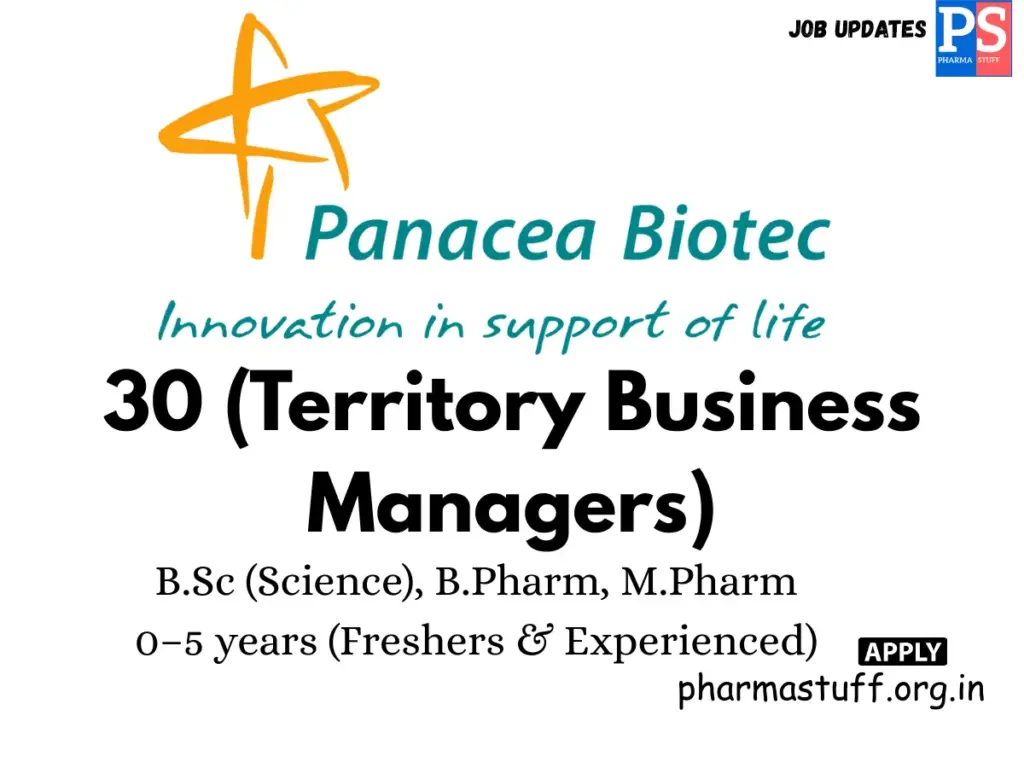 Panacea Biotec Hiring 30 (Territory Business Managers)
