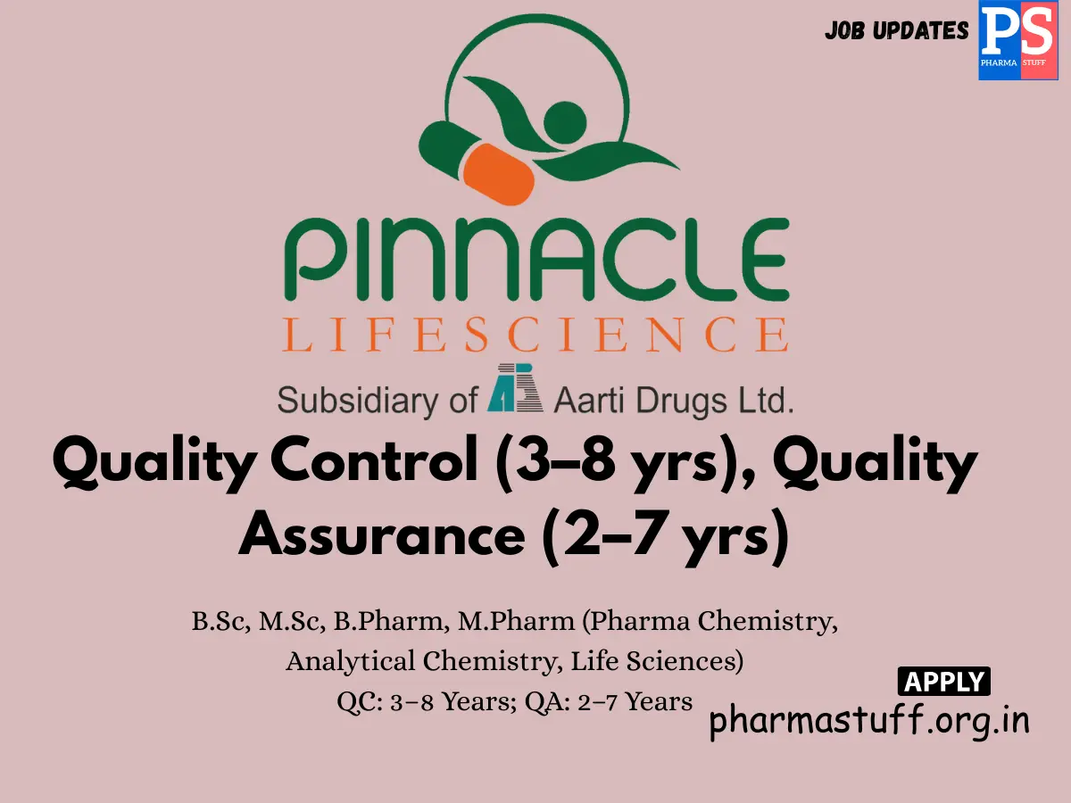 Pinnacle Life Science Walk in Quality Control Quality Assurance