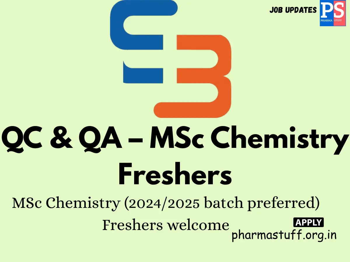 SThree Chemicals Hiring QC QA – MSc Chemistry Freshers