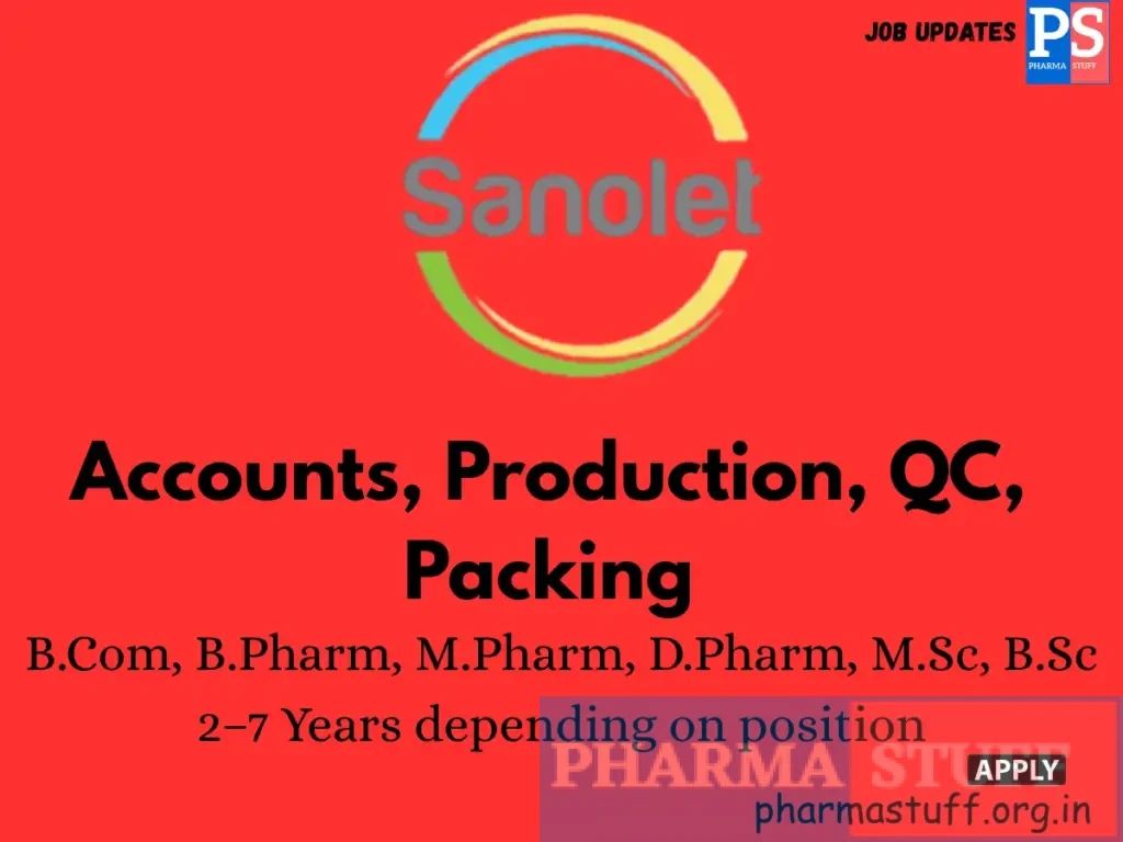 Sanolet Lifecare Walk-in Accounts, Production, QC, Packing