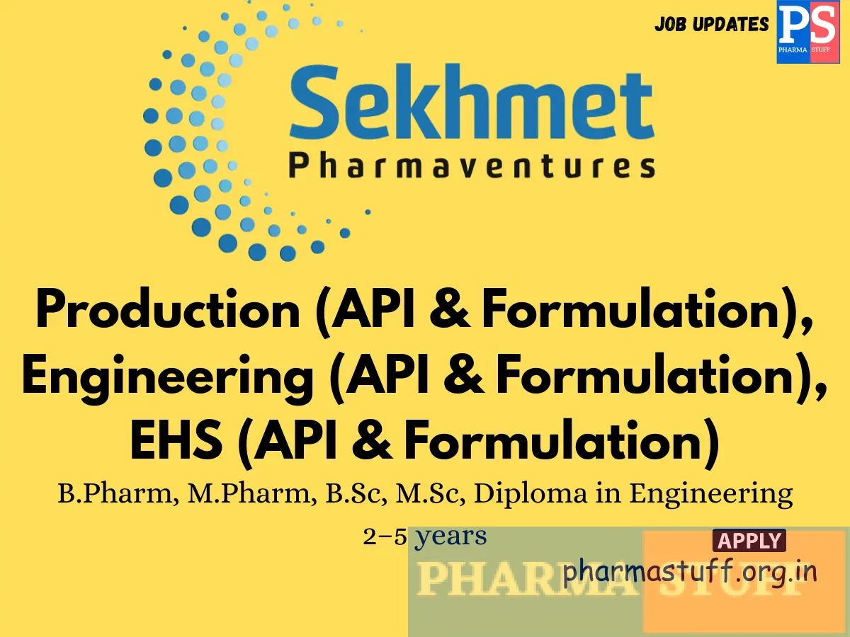 Sekhmet Pharmaventures Walk In Production API Formulation Engineering API Formulation EHS API Formulation