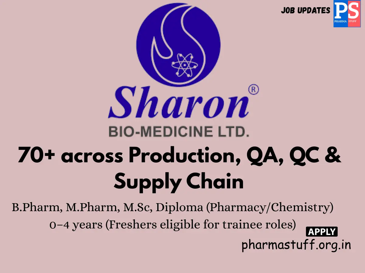 Sharon Bio Medicine Walk in 70 across Production QA QC Supply Chain