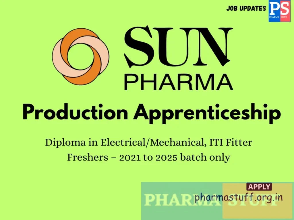 Sun Pharmaceutical Industries Walk-In Production Apprenticeship
