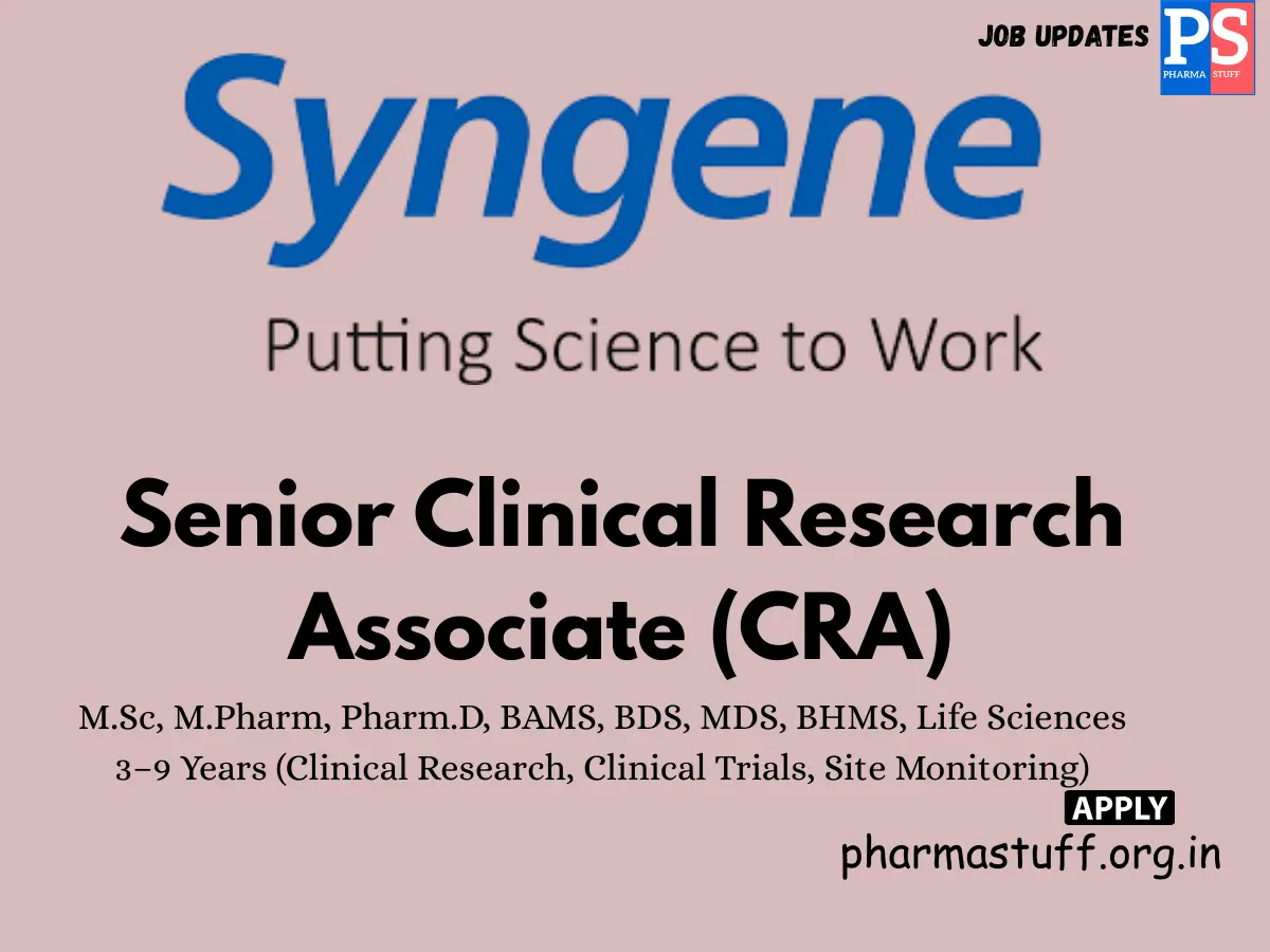 Syngene Hiring Senior Clinical Research Associate
