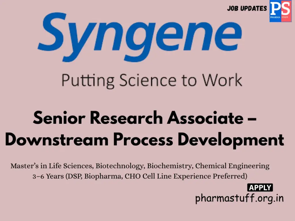 Syngene Hiring Senior Research Associate