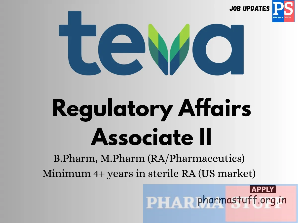 Teva Pharmaceuticals Hiring Regulatory Affairs Associate II