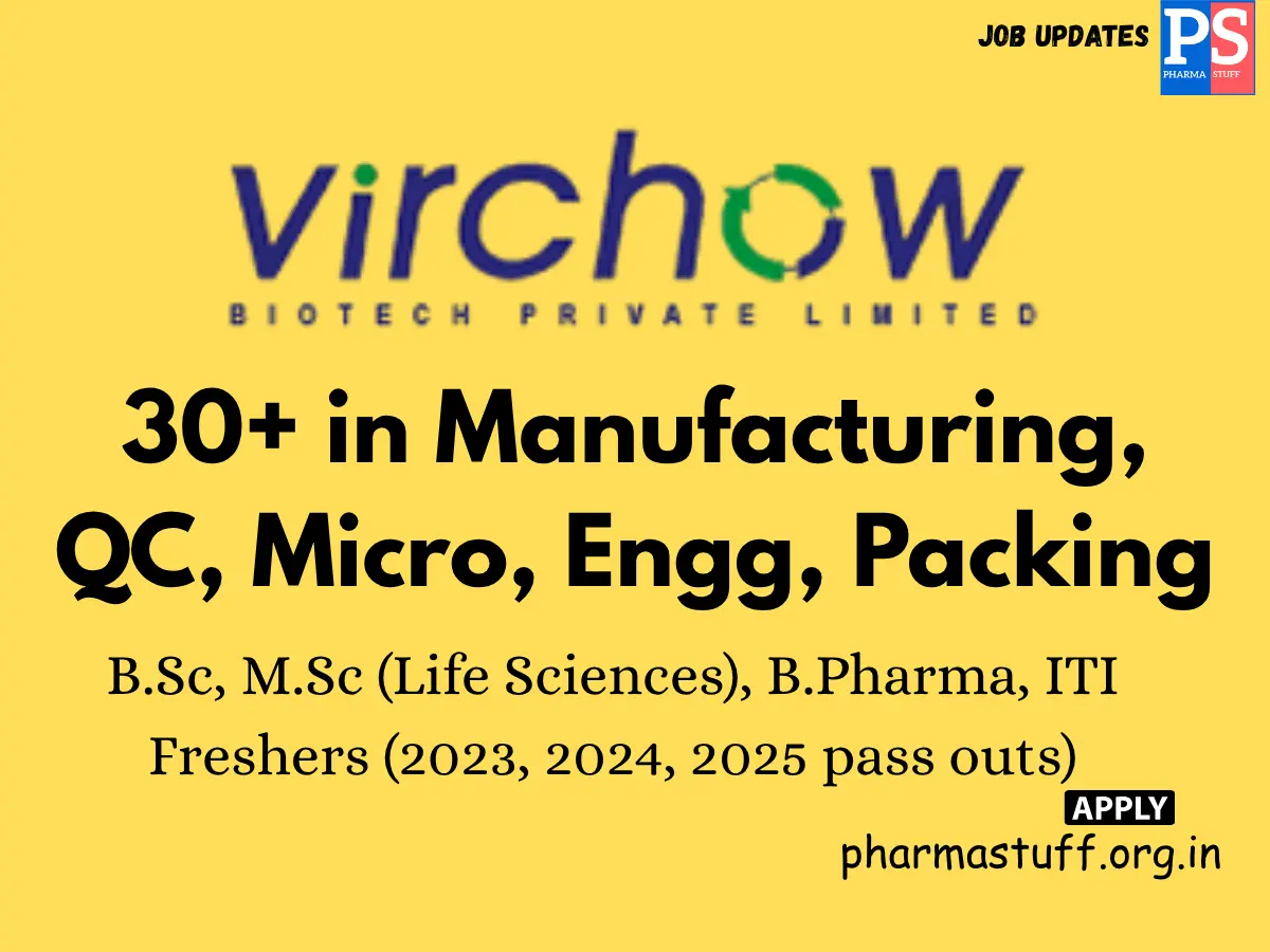Virchow Biotech Walk In 30 in Manufacturing QC Micro Engg Packing
