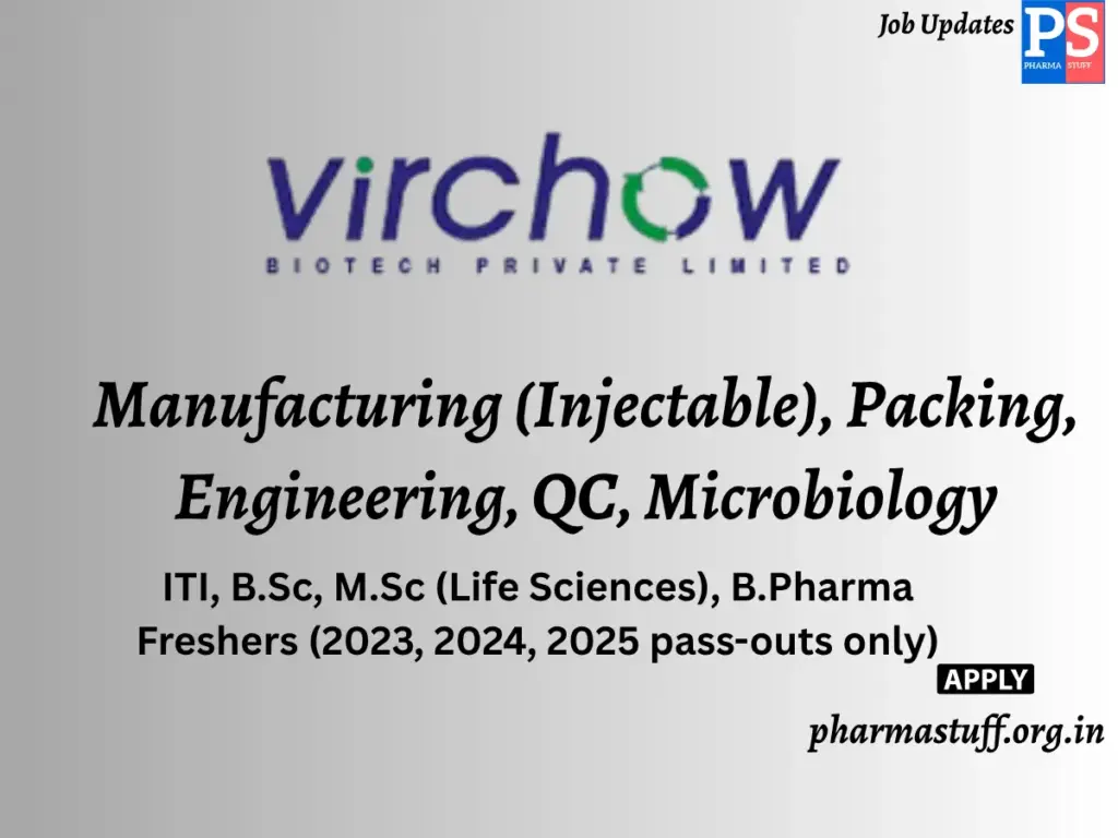 Virchow Biotech Walk-In Manufacturing (Injectable), Packing, Engineering, QC, Microbiology
