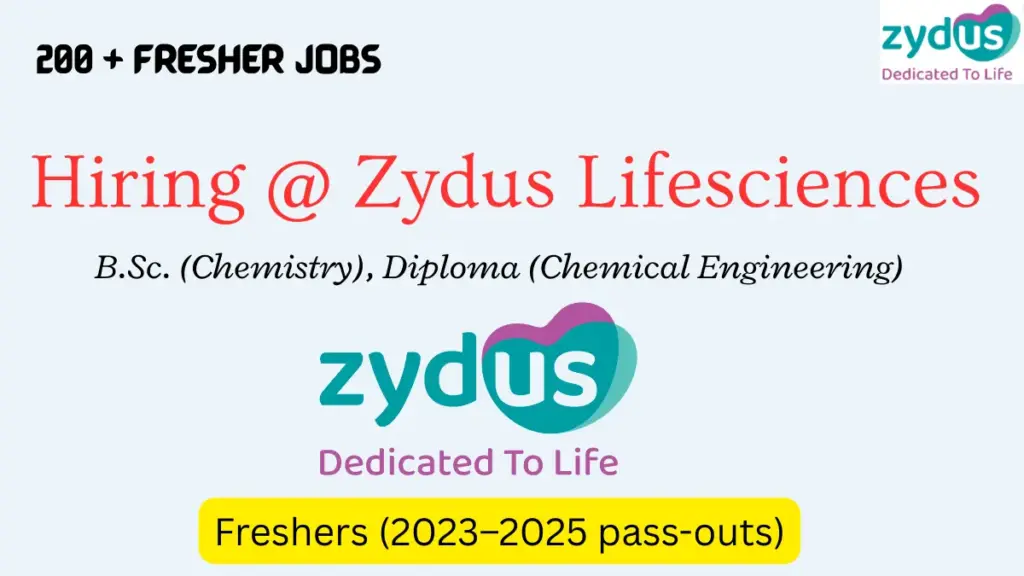 200 Fresher Hiring @ Zydus Lifesciences | Trainee Officers