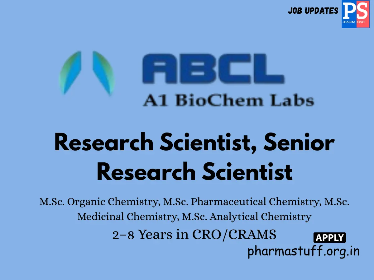 A1 BioChem Research Hiring Research Scientist Sr. Scientist