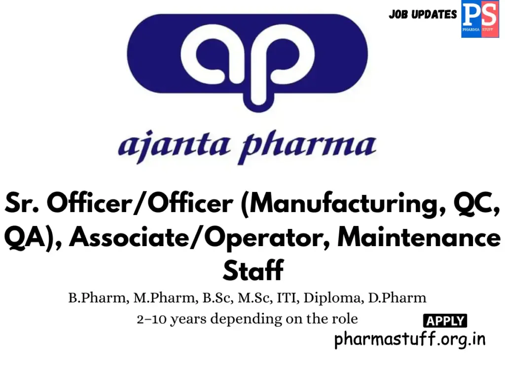 Ajanta Pharma Walk-in Officers & Associates