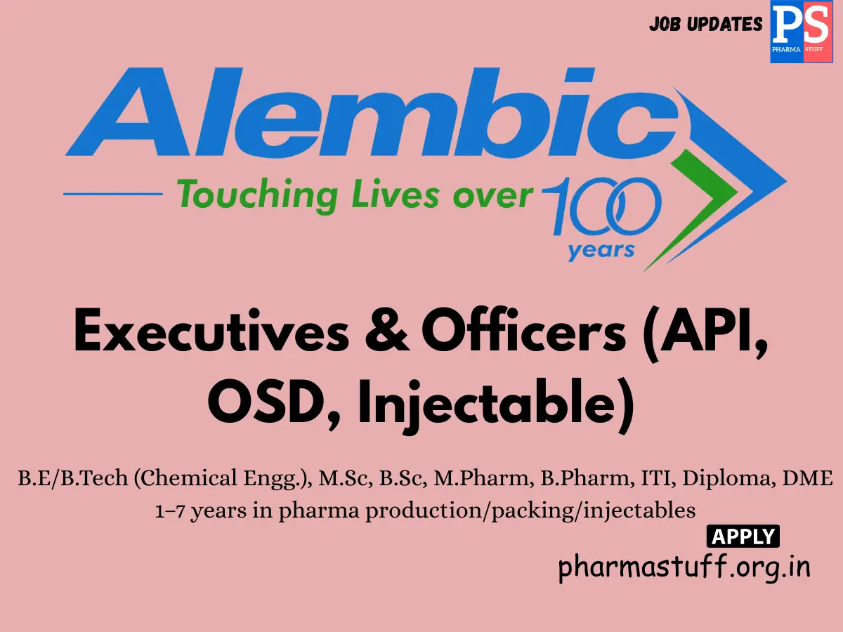 Alembic Pharma Walk in Executives Officers
