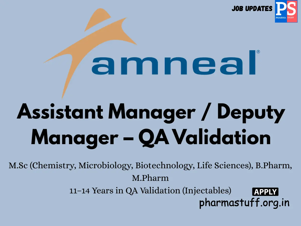 Amneal Pharma Hiring QA Validation Manager
