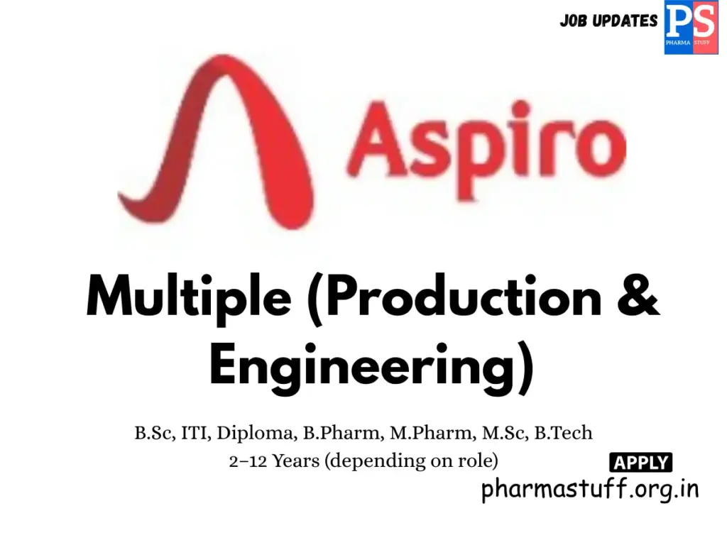 Aspiro Pharma Hiring Production & Engineering
