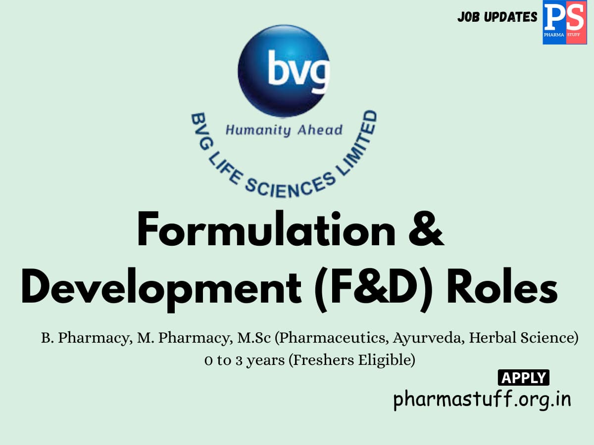 BVG Life Sciences Hiring FD Officers