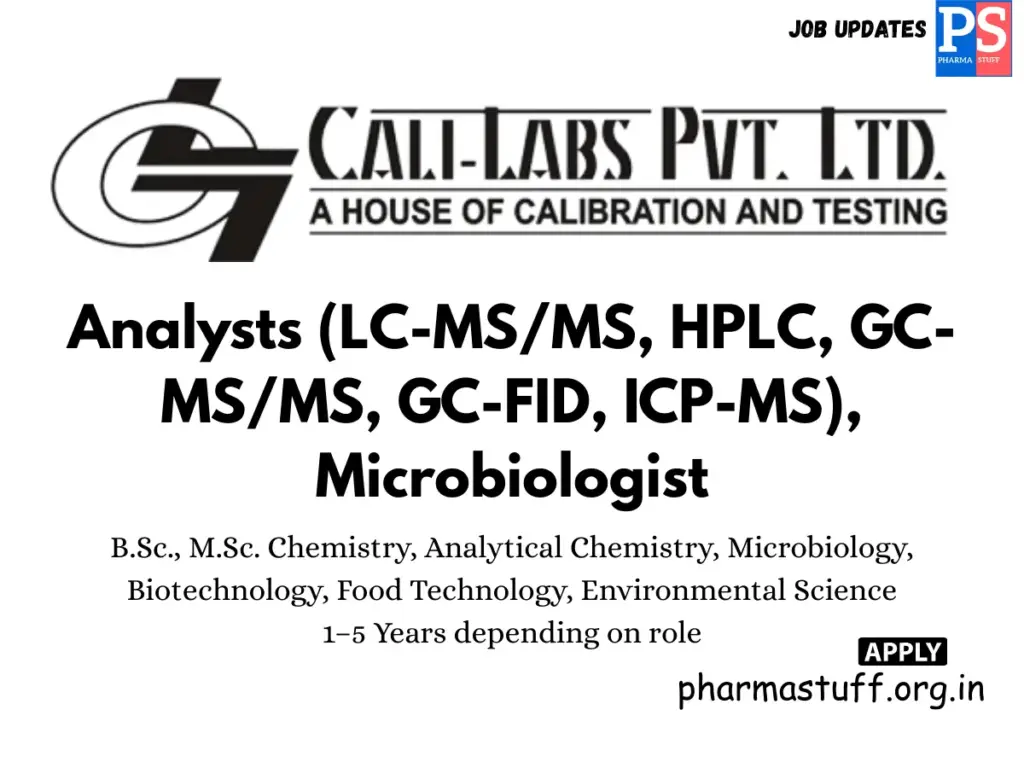 Cali-Labs Hiring Analysts (LC-MS/MS, HPLC, GC, ICP-MS) & Microbiologists 1 Cali-Labs Hiring Analysts (LC-MSMS, HPLC, GC, ICP-MS) & Microbiologists