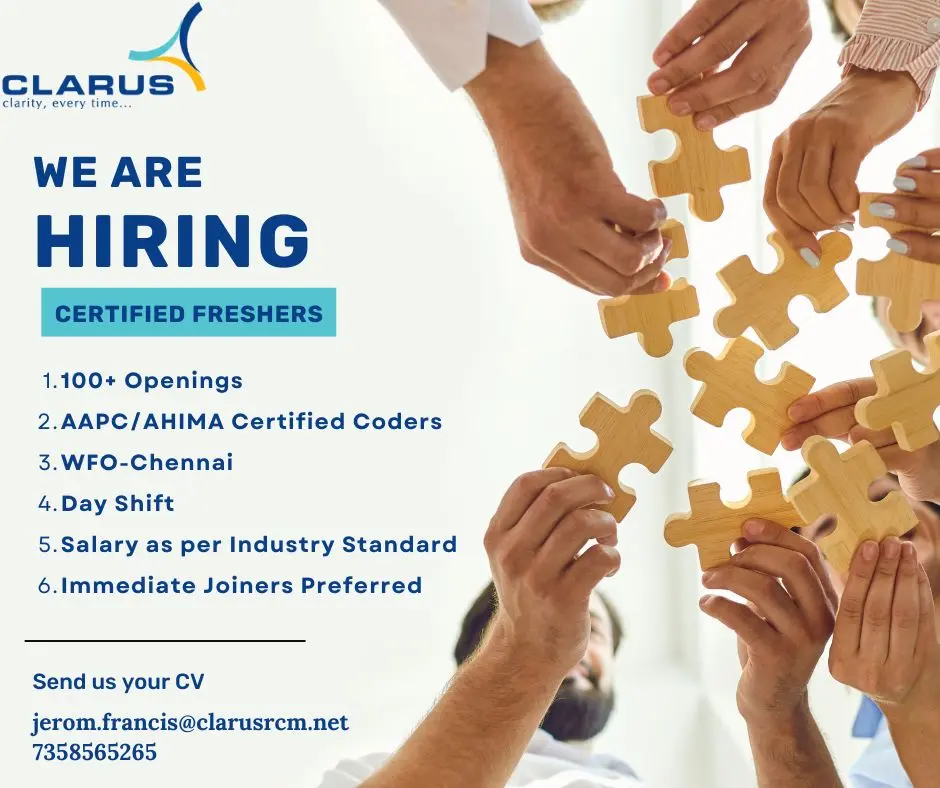 Clarus Hiring 100+ Fresher Medical Coders 3 Clarus Hiring 100+ Fresher Medical Coders