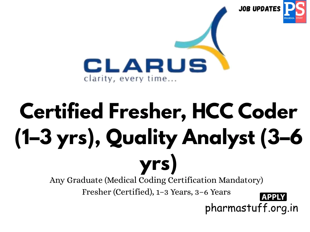 Clarus Hiring Certified Fresher HCC CoderQuality Analyst