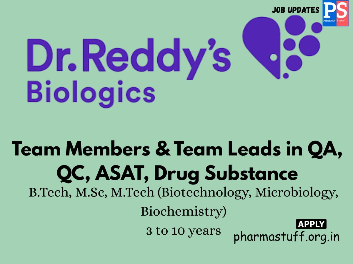 Dr. Reddys Biologics Walk in QA QC Team Members 1