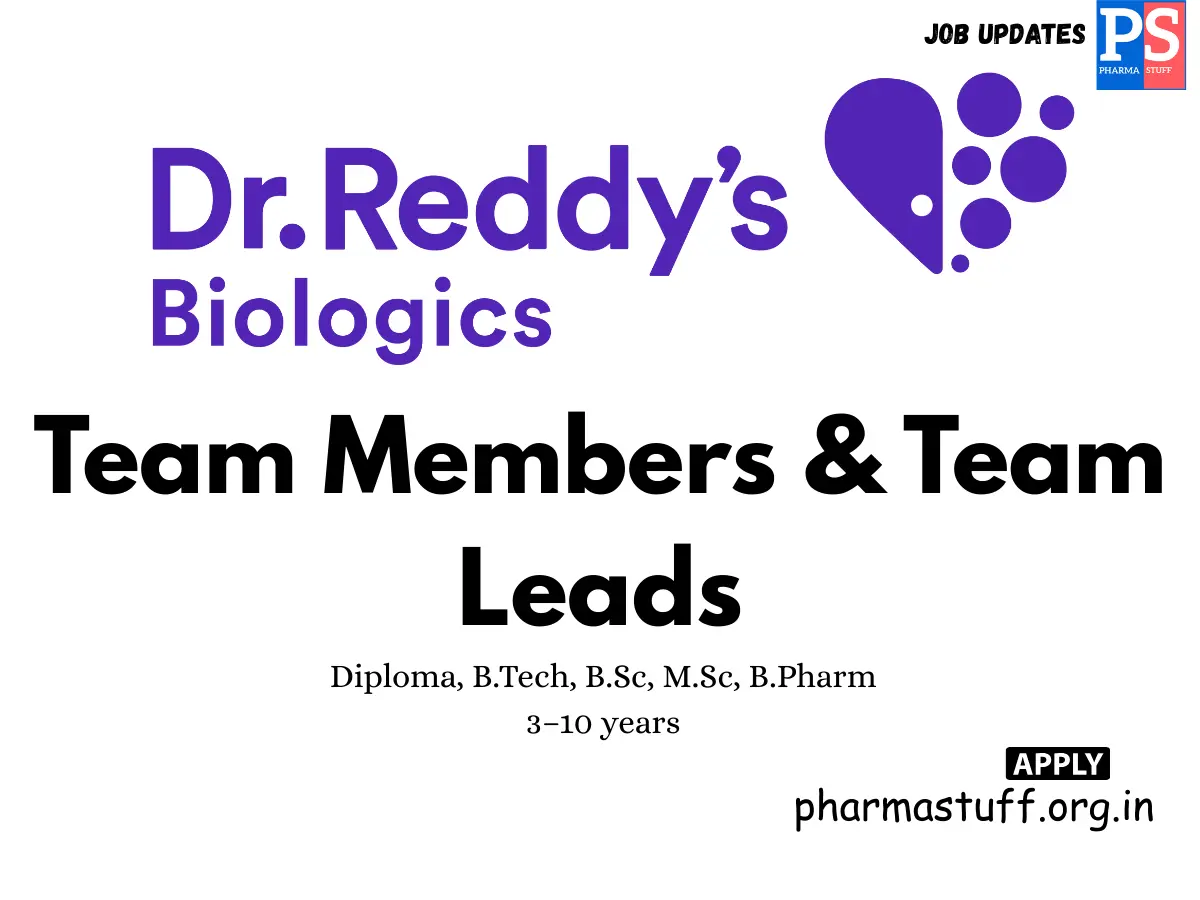 Dr. Reddys Hiring Team Member Team Lead