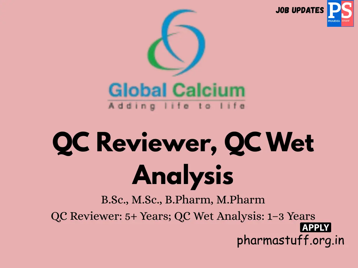 Global Calcium Hiring QC ReviewerQC Wet Analyst