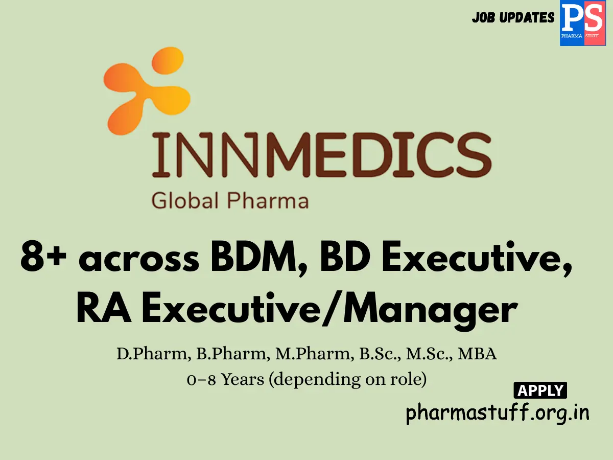 Innmedics Global Pharma Hiring 8 across BDM BD Executive RA