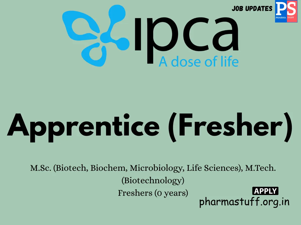 Ipca Labs Hiring Apprentice Fresher