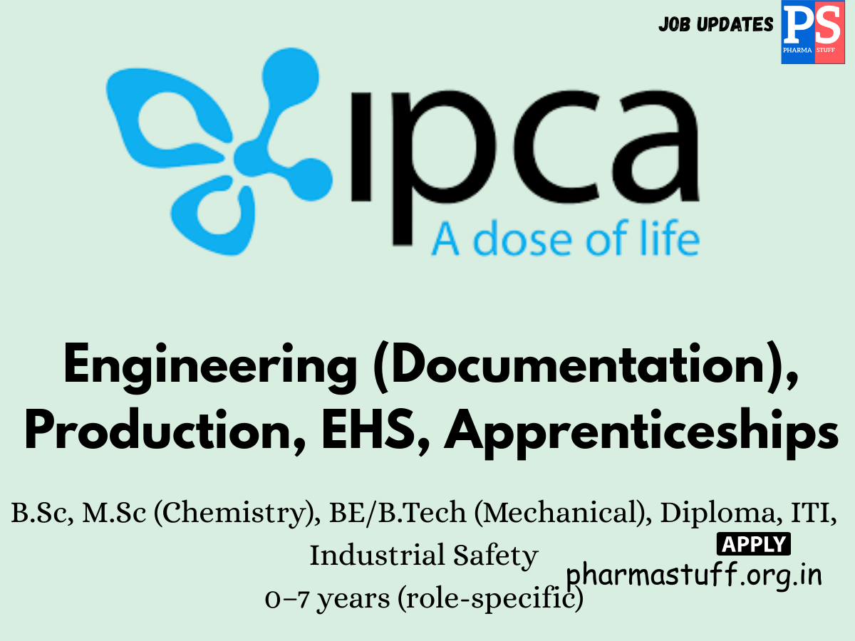 Ipca Labs Walk in Engineers Officers Apprentices