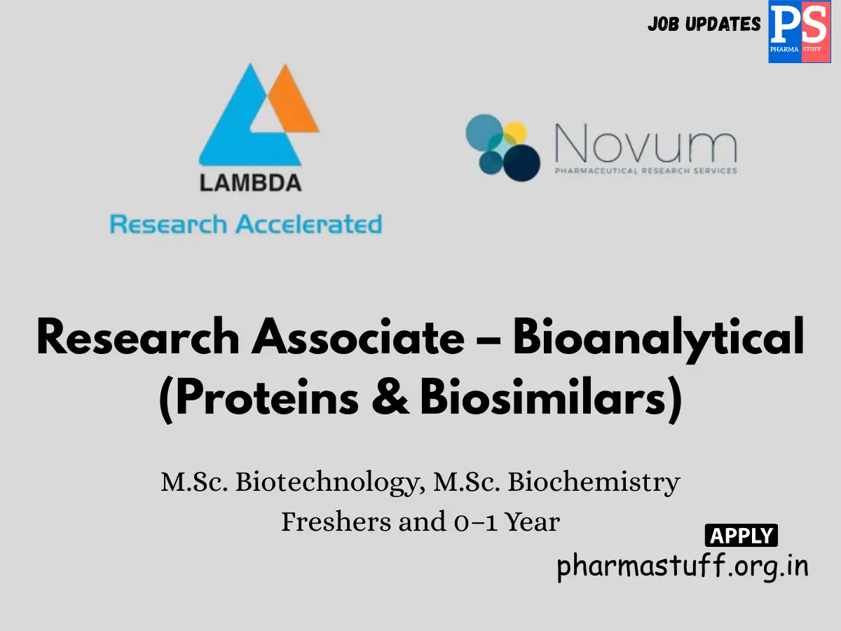 Lambda Novum Pharmaceutical Research Services Hiring Research Associate – Bioanalytical