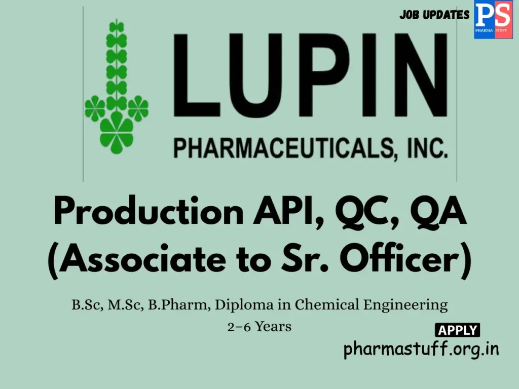 Lupin Walk-In Production, QC & QA